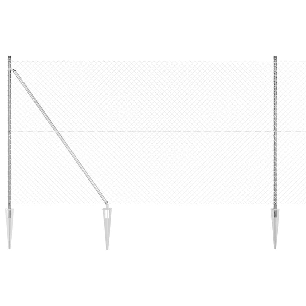 vidaXL Φράχτης από αλυσίδα με στήλες Ασημί 1.5 x 10 m Ατσάλι