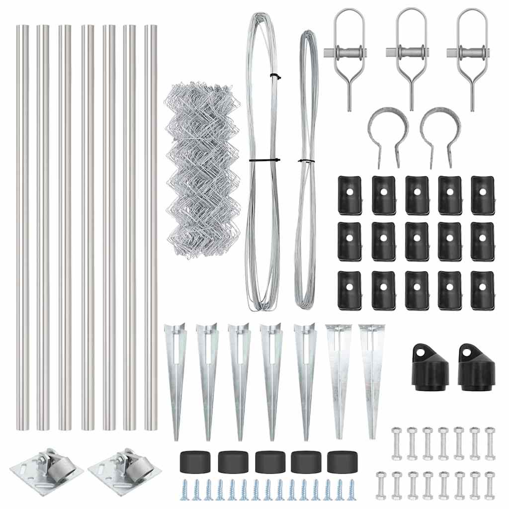 vidaXL Φράχτης από αλυσίδα με στήλες Ασημί 0.6 x 10 μ Ατσάλι