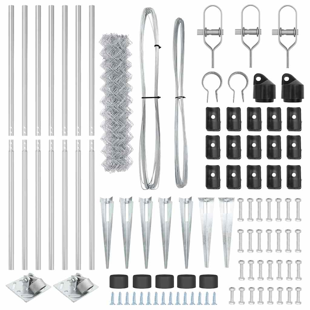 vidaXL Φράχτης από αλυσίδα με στήλες Ασημί 1.2 x 10 m Ατσάλι