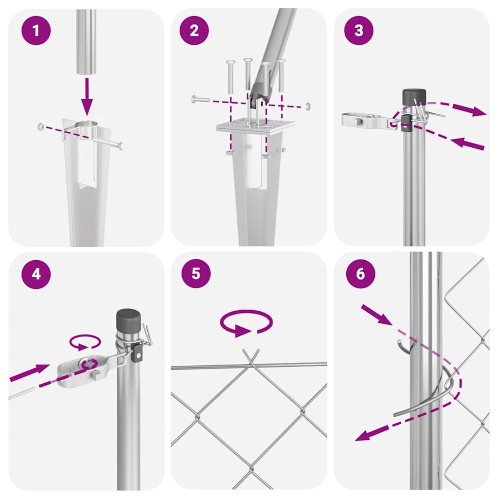 vidaXL Φράχτης από αλυσίδα με στήλες Ασημί 0.8 x 25 m Ατσάλι