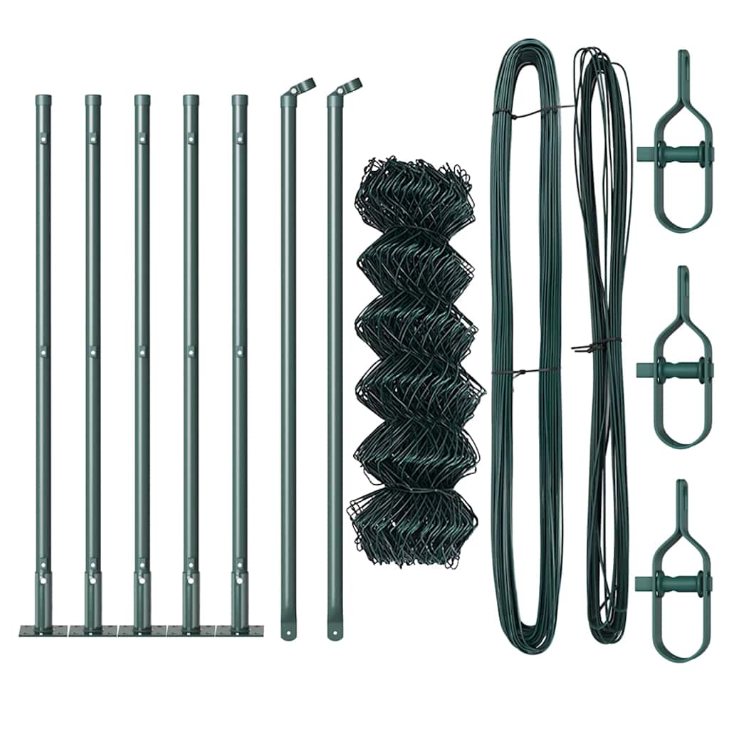 vidaXL Φράχτης από αλυσίδα με στήλες Πράσινο 0.6 x 10 μ Ατσάλι