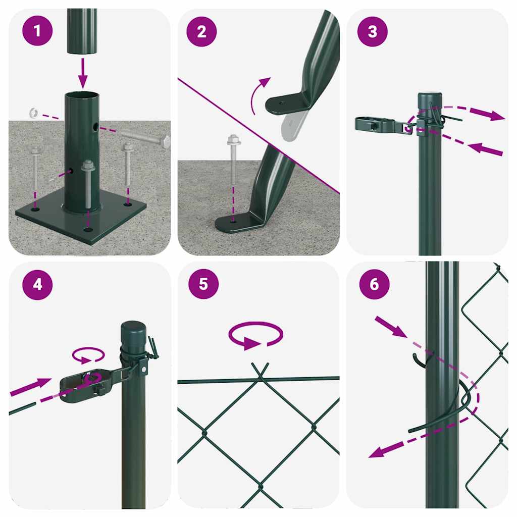 vidaXL Φράχτης από αλυσίδα με στήλες Πράσινο 1.6 x 10 m Ατσάλι