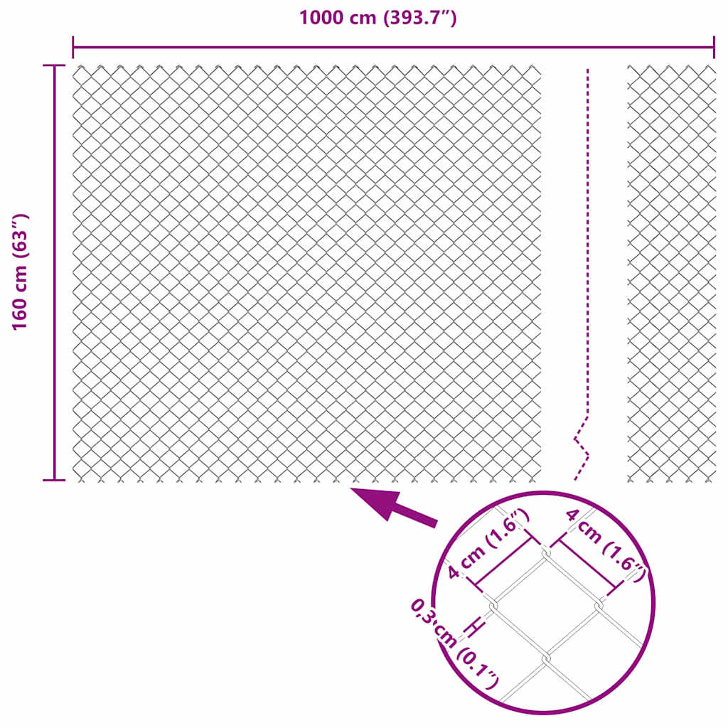 vidaXL Φράχτης από αλυσίδα με στήλες Πράσινο 1.6 x 10 m Ατσάλι