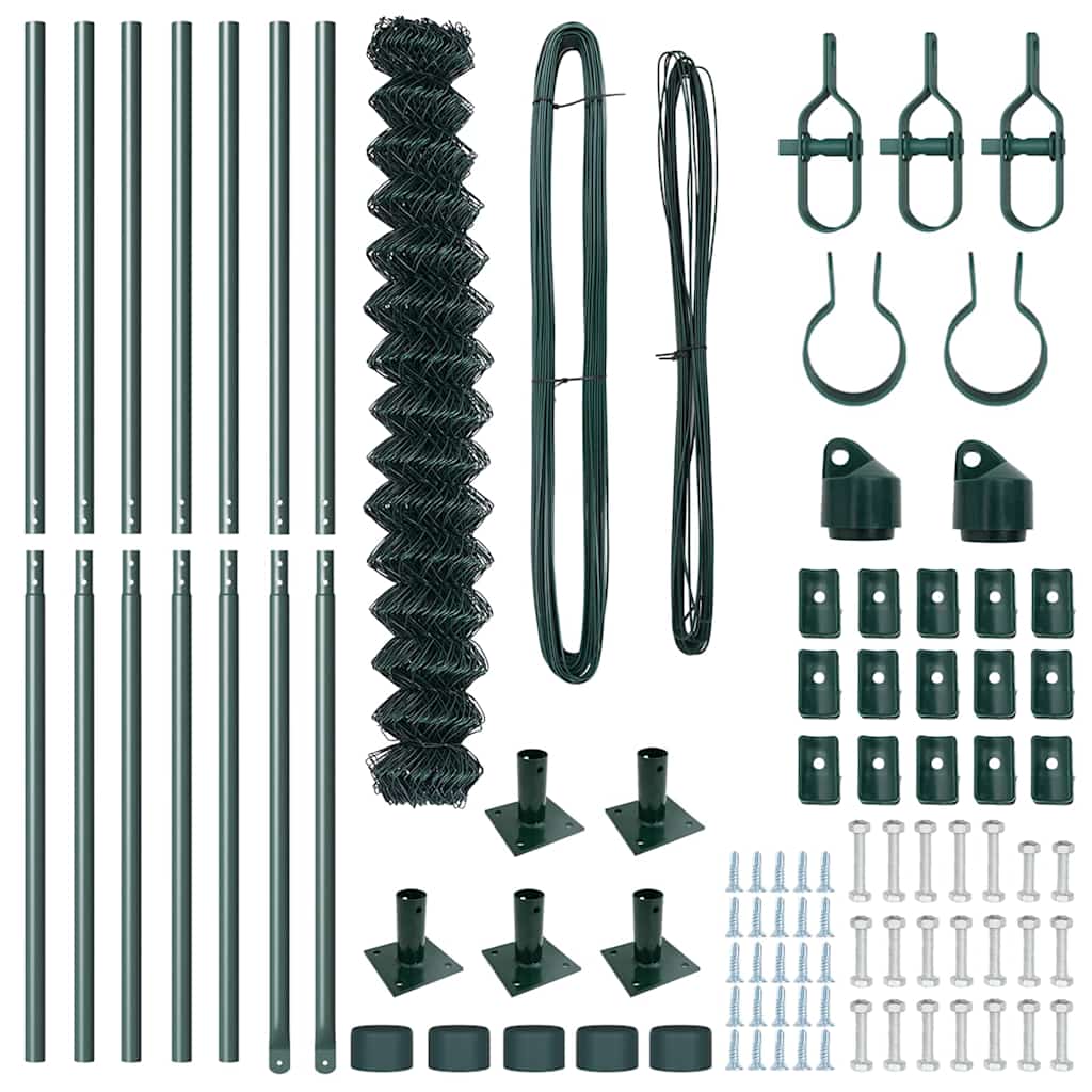 vidaXL Σετ Στύλων Φράχτη Ασημί 10 x 1.6 μ Επικαλυμμένος Χάλυβας