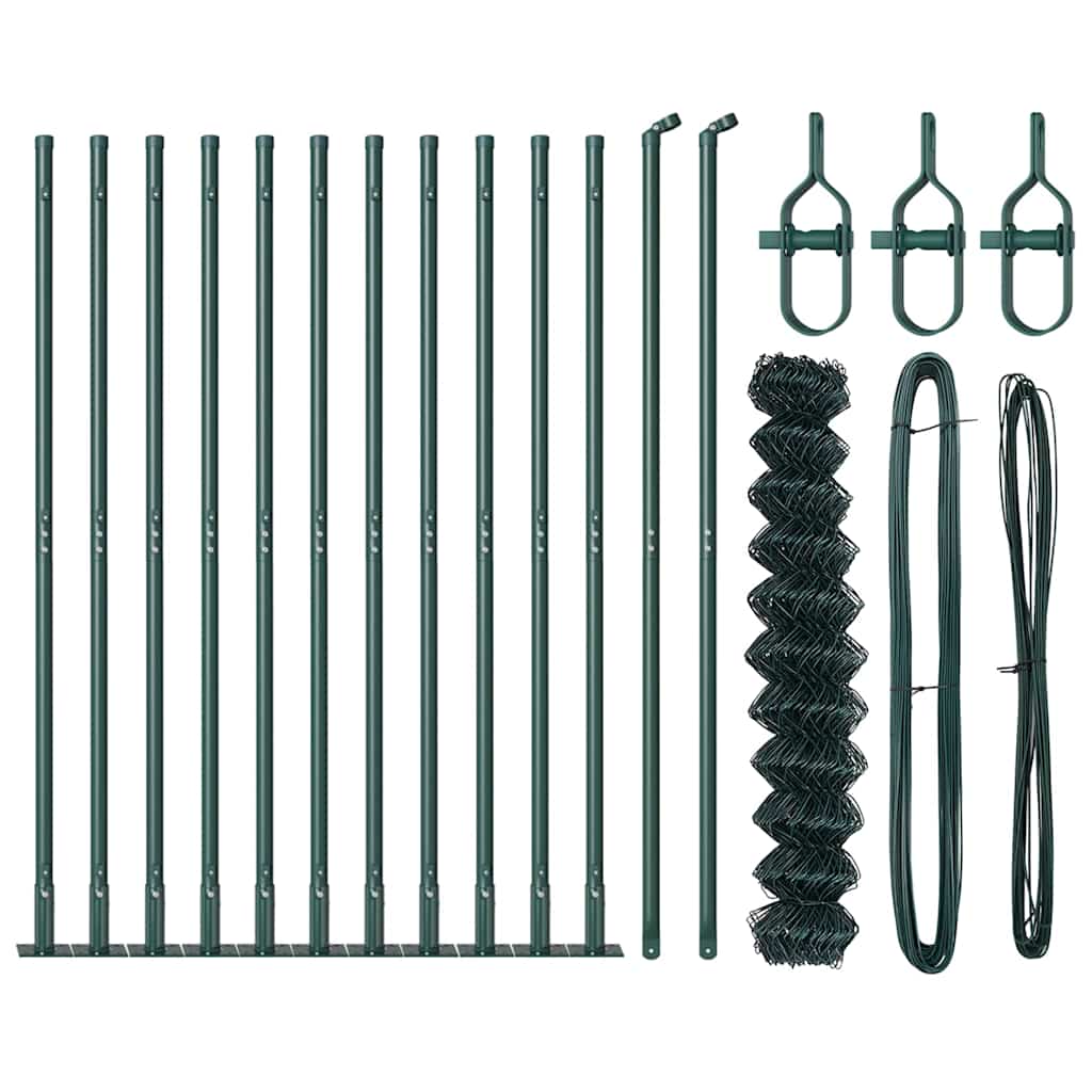 vidaXL Σετ Στύλων Φράχτη Ασημί 25 x 1.2 μ Επικαλυμμένος Χάλυβας