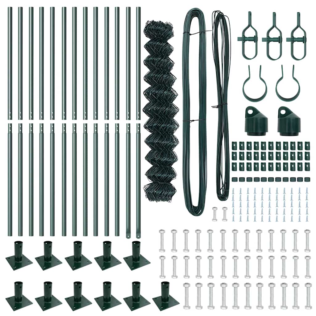 vidaXL Σετ Στύλων Φράχτη Ασημί 25 x 1.2 μ Επικαλυμμένος Χάλυβας
