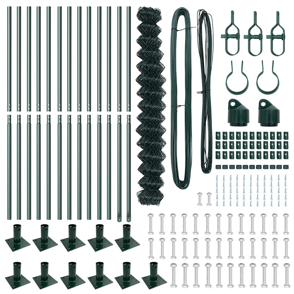 vidaXL Σετ Στύλων Φράχτη Ασημί Large Επικαλυμμένος Χάλυβας