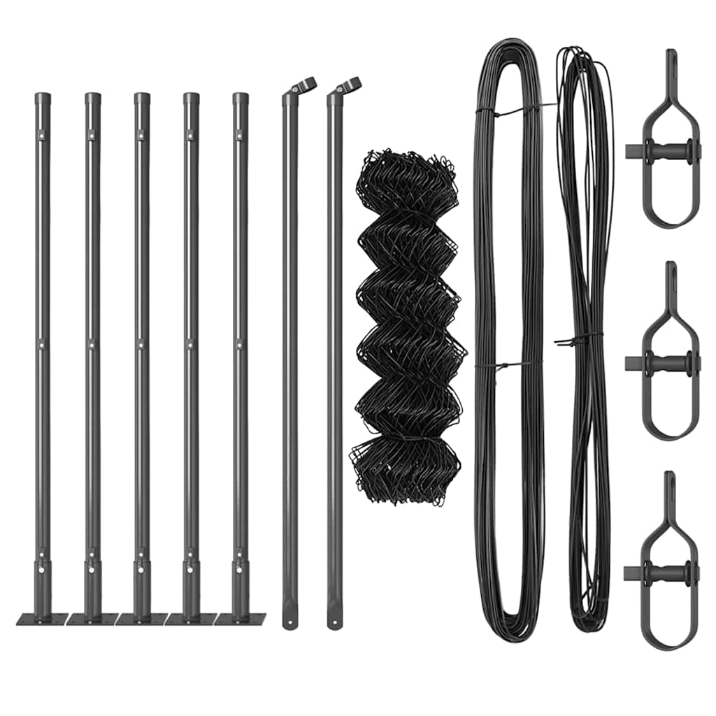 vidaXL Σετ Στύλων Φράχτη Ασημί 10 x 0.4 μ Επικαλυμμένος Χάλυβας