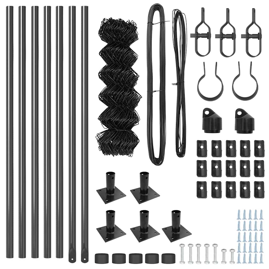 vidaXL Σετ Στύλων Φράχτη Ασημί 10 x 0.4 μ Επικαλυμμένος Χάλυβας