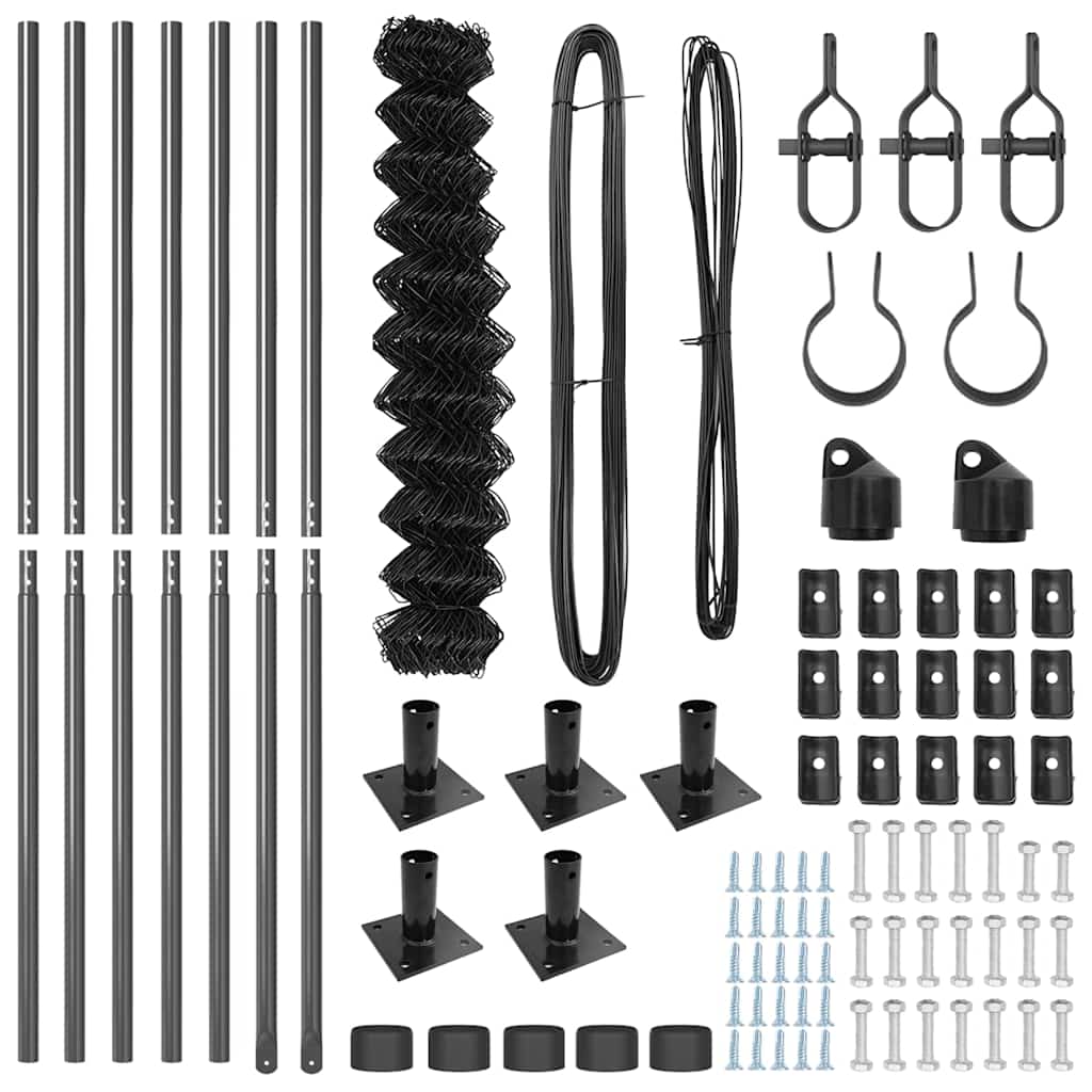 vidaXL Σετ Στύλων Φράχτη Ασημί 10 x 1 μ Επικαλυμμένος Χάλυβας