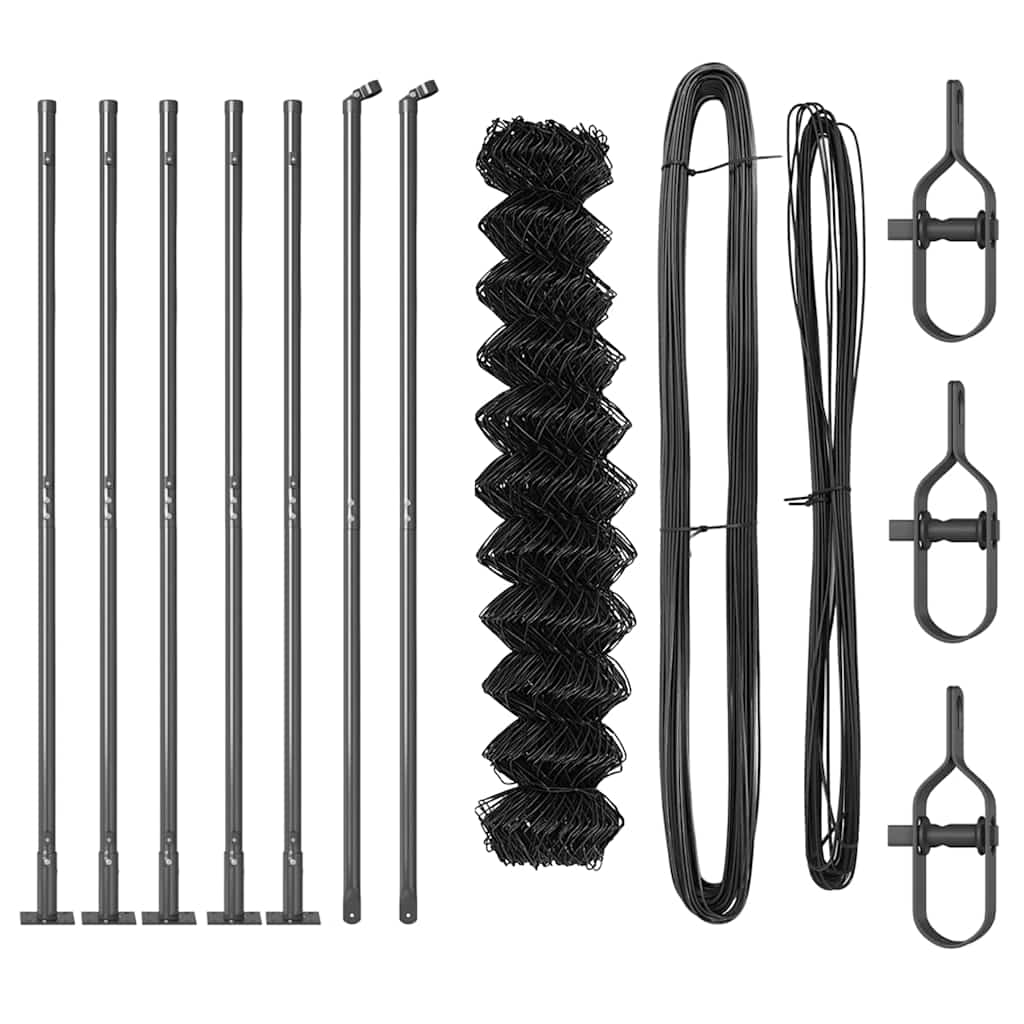 vidaXL Σετ Στύλων Φράχτη Ασημί Κανονικός Επικαλυμμένος Χάλυβας