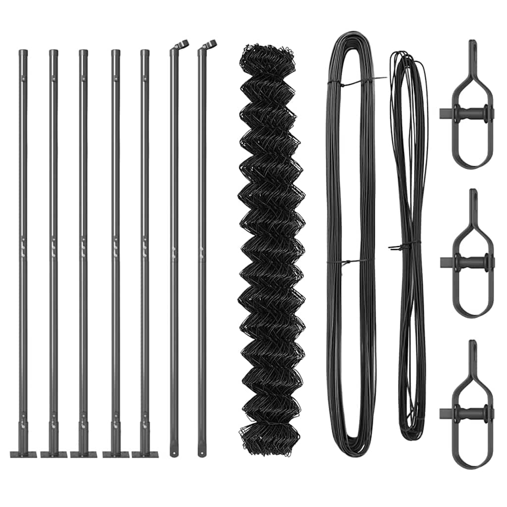 vidaXL Σετ Στύλων Φράχτη Ασημί 10 x 1.4 μ Επικαλυμμένος Χάλυβας