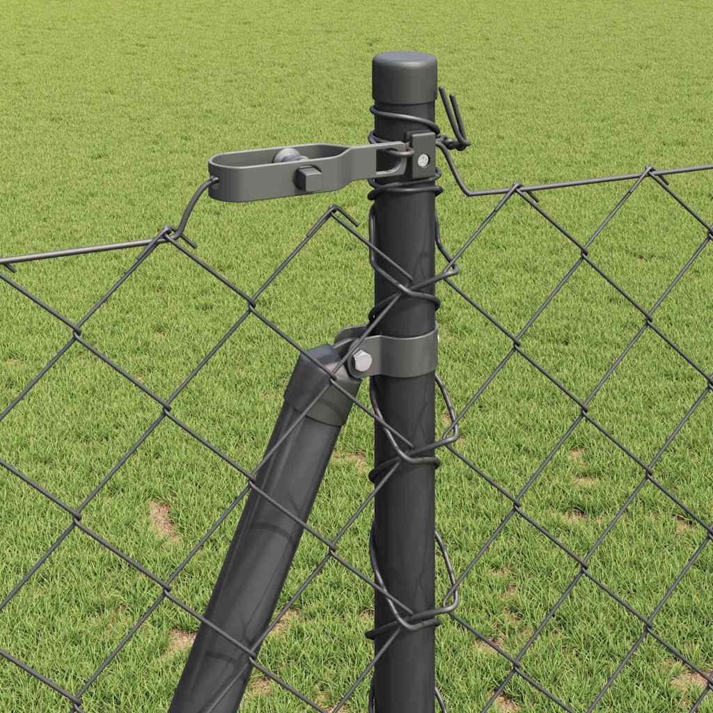 vidaXL Σετ Στύλων Φράχτη Ασημί 10 x 1.2 μ Επικαλυμμένος Χάλυβας