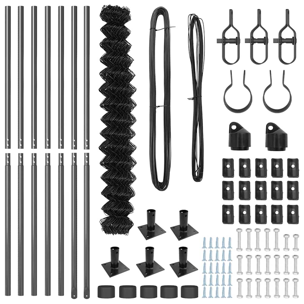 vidaXL Σετ Στύλων Φράχτη Ασημί 10 x 1.6 μ Επικαλυμμένος Χάλυβας