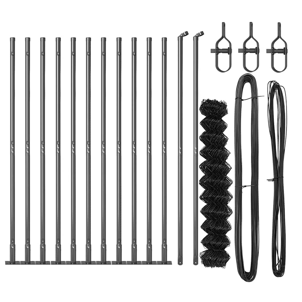 vidaXL Σετ Στύλων Φράχτη Ασημί Large Επικαλυμμένος Χάλυβας