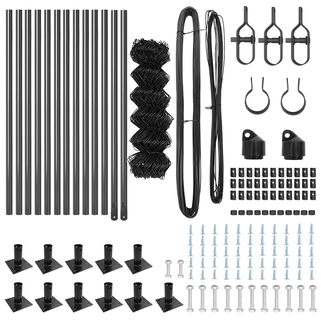 vidaXL Σετ Στύλων Φράχτη Ασημί 25 x 0.4 μέτρα Επικαλυμμένος Χάλυβας