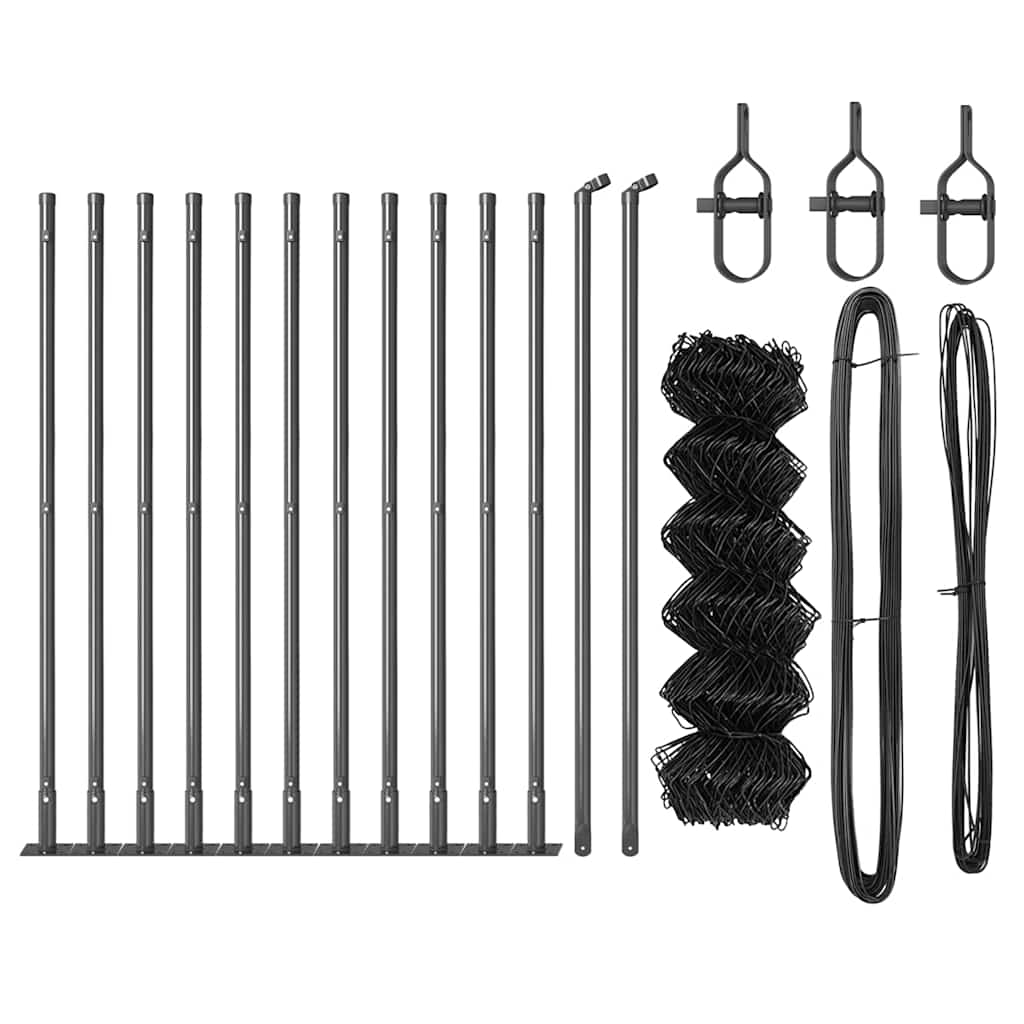 vidaXL Σετ Στύλων Φράχτη Ασημί 25 x 0.6 μ Επικαλυμμένος Χάλυβας