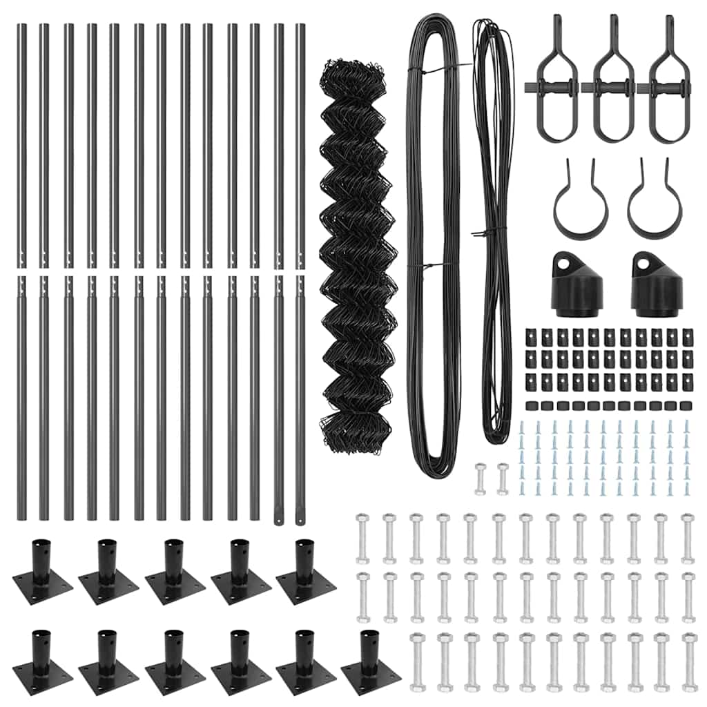 vidaXL Σετ Στύλων Φράχτη Ασημί 25 x 1.2 μ Επικαλυμμένος Χάλυβας