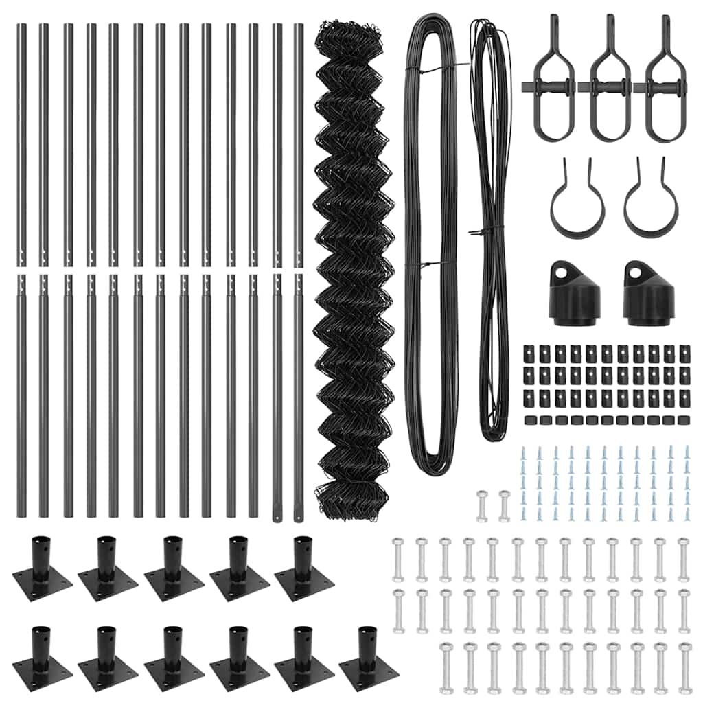 vidaXL Σετ Στύλων Φράχτη Ασημί 25 x 1.5 μ Επικαλυμμένος Χάλυβας