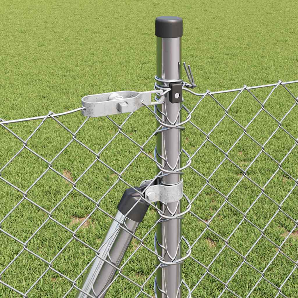 vidaXL Σετ Στύλων Φράχτη Ασημί 10 μ x 1 μ Επικαλυμμένος Χάλυβας