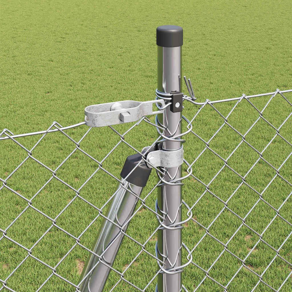 vidaXL Σετ Στύλων Φράχτη Ασημί 10 x 1.5 m Επικαλυμμένος Χάλυβας