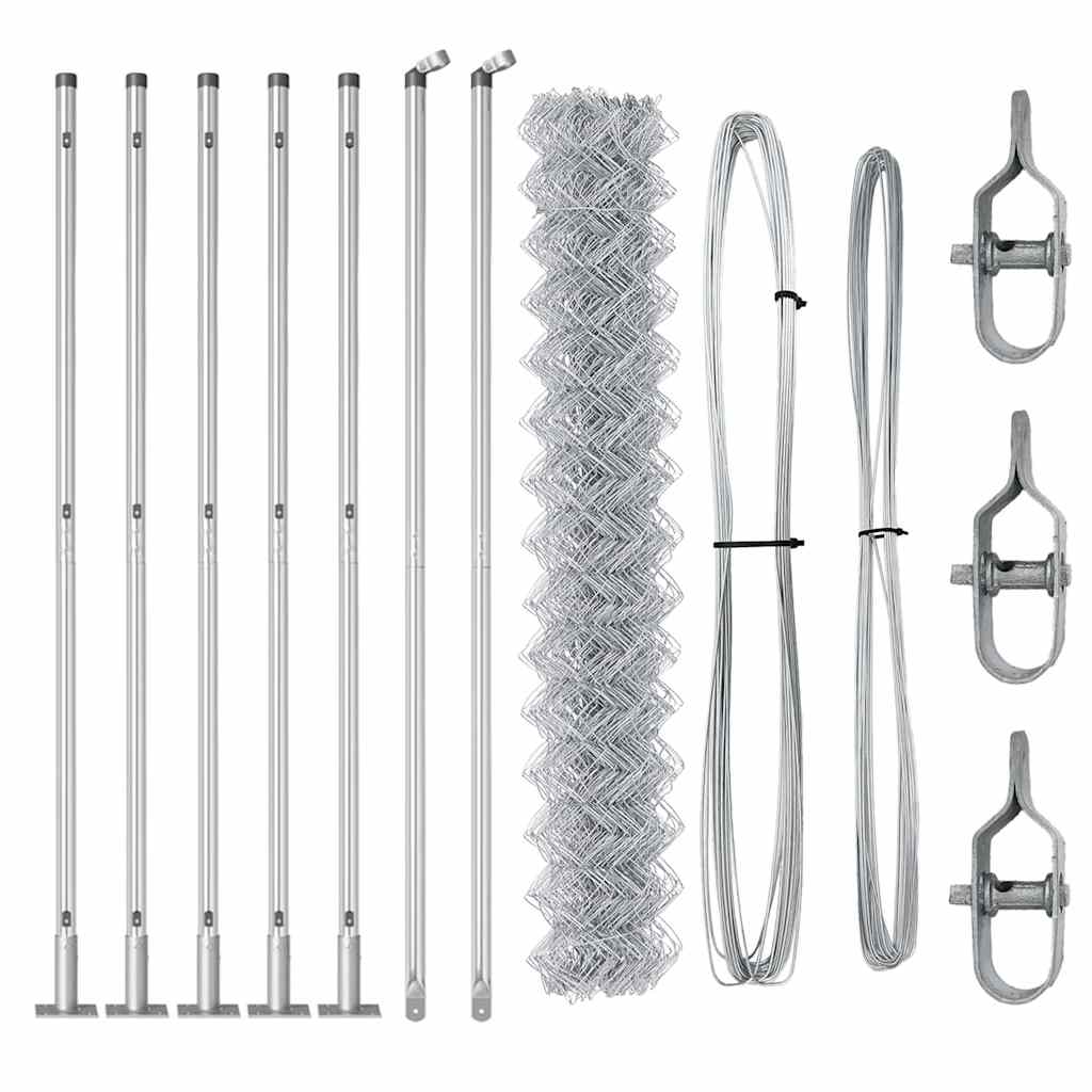 vidaXL Σετ Στύλων Φράχτη Ασημί 10 x 1.6 μ Γαλβανισμένος χάλυβας