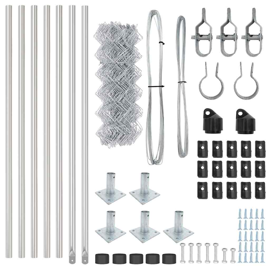 vidaXL Σετ Στύλων Φράχτη Ασημί 10 x 0.4 μ Γαλβανισμένος χάλυβας