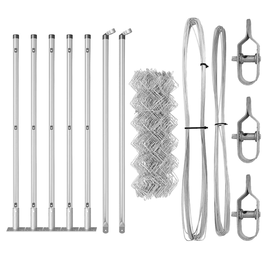 vidaXL Σετ Στύλων Φράχτη Ασημί 10 x 0.6 μ Γαλβανισμένος χάλυβας