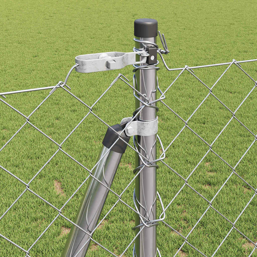 vidaXL Σετ Στύλων Φράχτη Ασημί 10 x 1.2 μ Επικαλυμμένος Χάλυβας