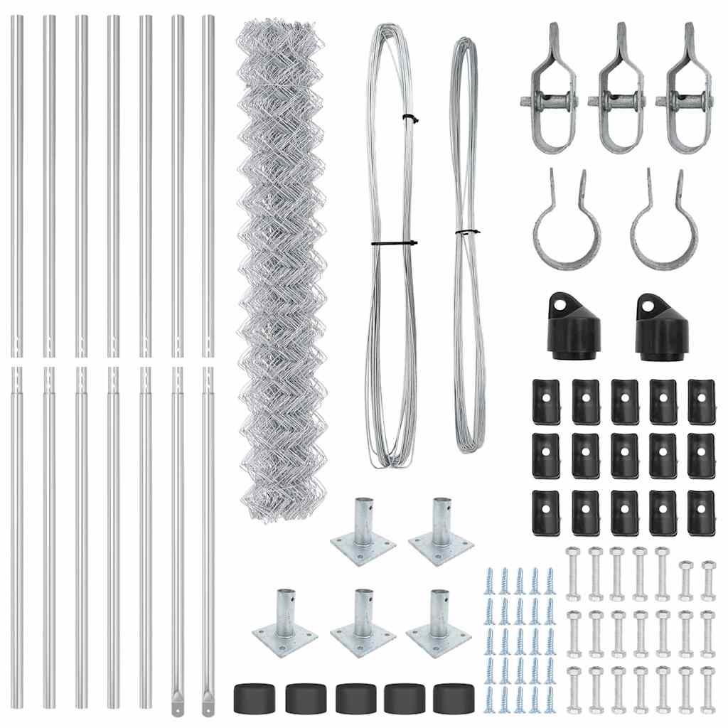 vidaXL Σετ Στύλων Φράχτη Ασημί 10 x 1.4 μ