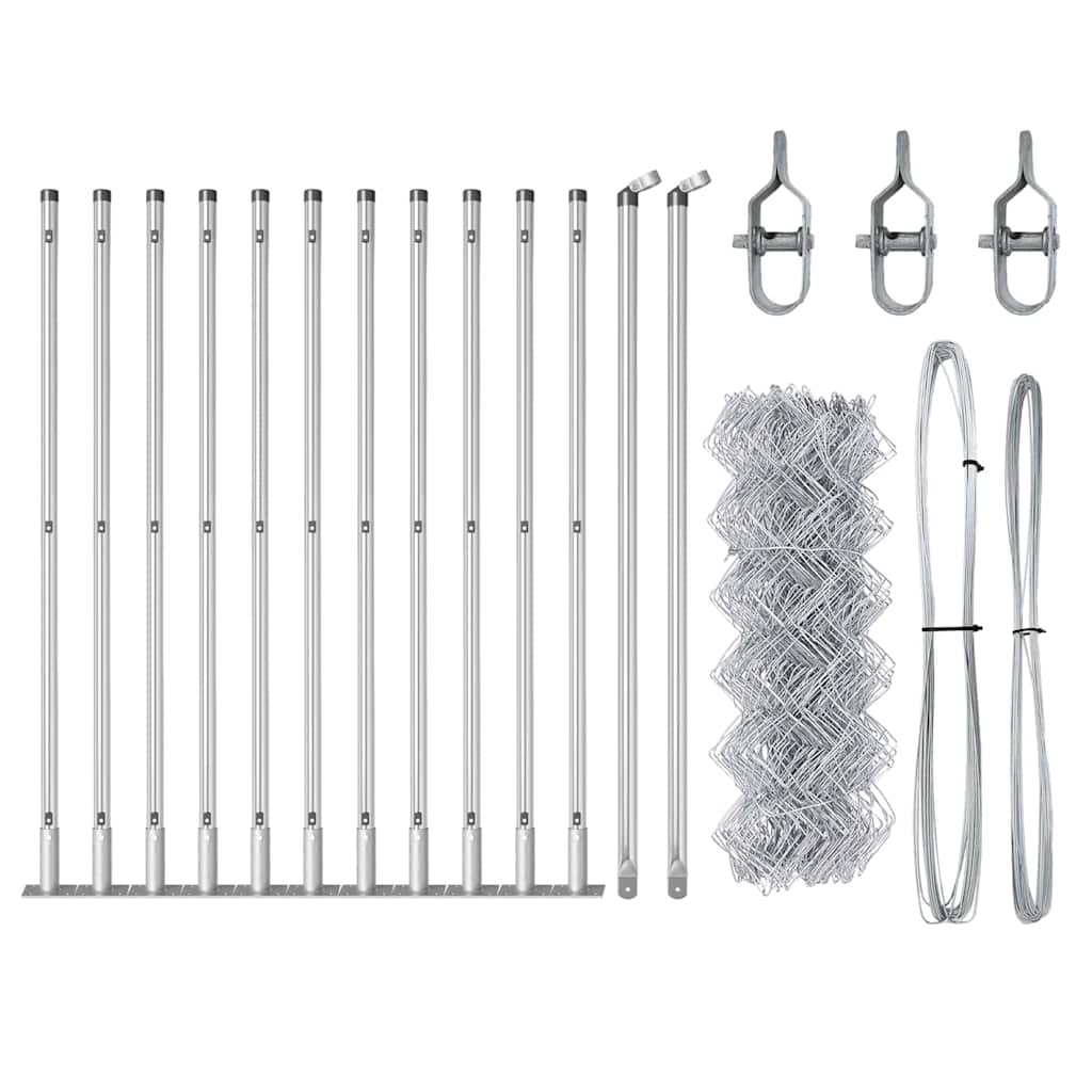 vidaXL Σετ Στύλων Φράχτη Ασημί 25 x 0.4 μ