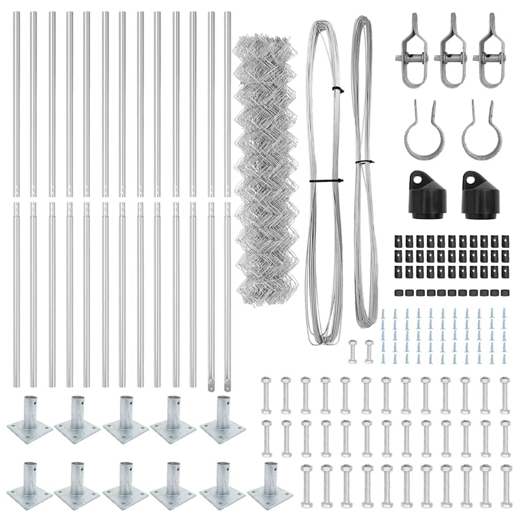 vidaXL Σετ Στύλων Φράχτη Ασημί 25 x 1 μ. Επικαλυμμένος Χάλυβας