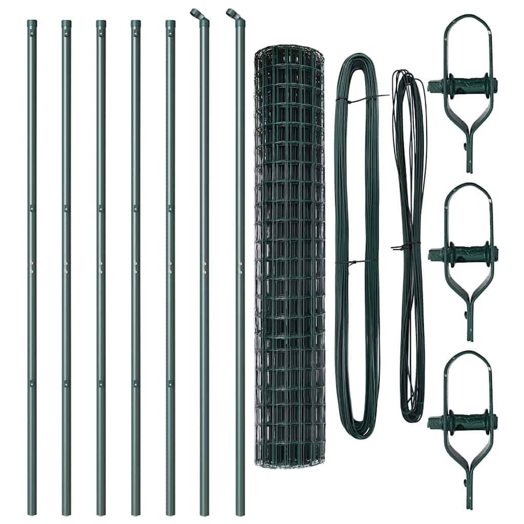 vidaXL Euro Fence με 7 Πασσάλους 1.5x10 m Γαλβανισμένος Χάλυβας Πράσινος