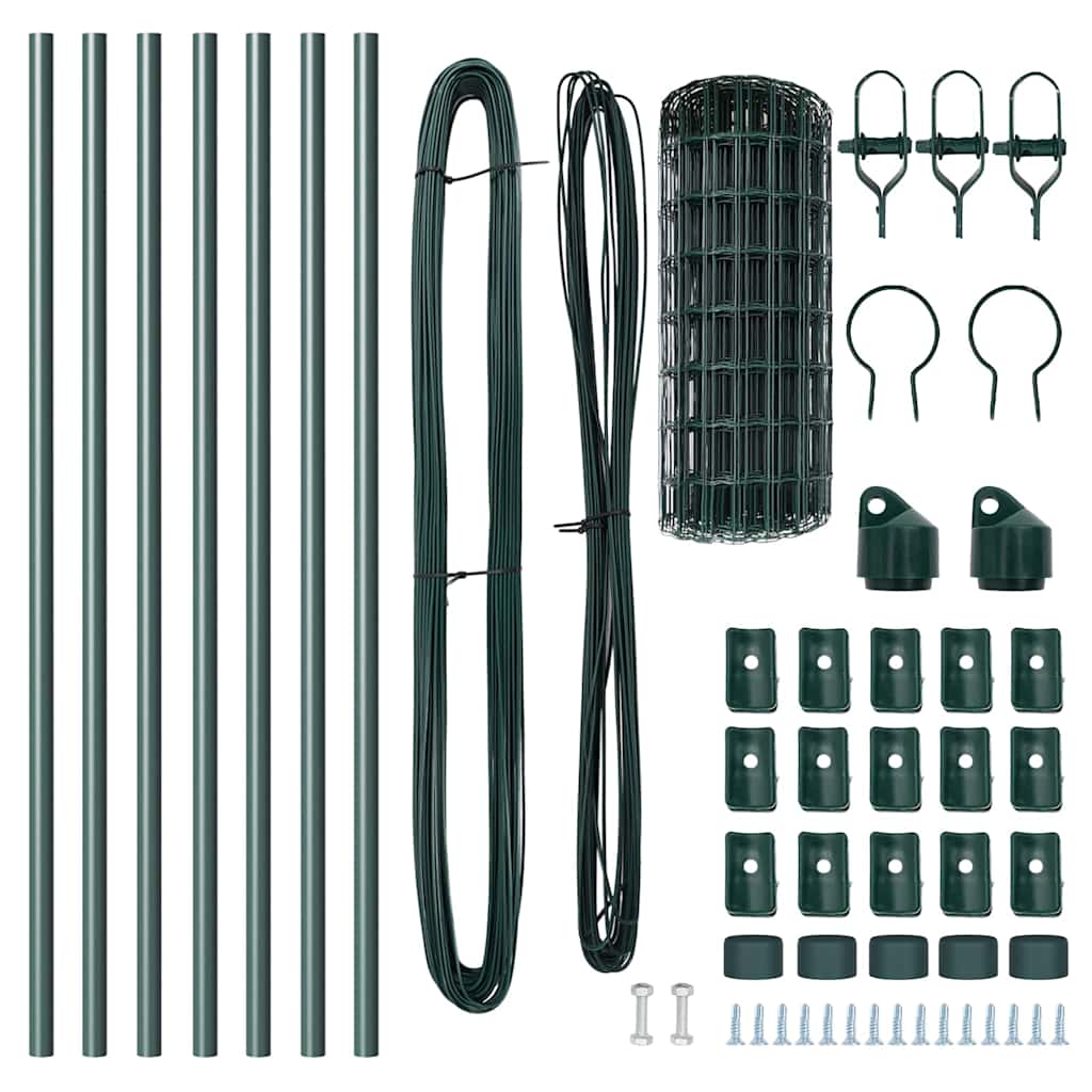 vidaXL Euro Fence με 7 στύλους 0.6x10 μ από γαλβανισμένο χάλυβα Πράσινο