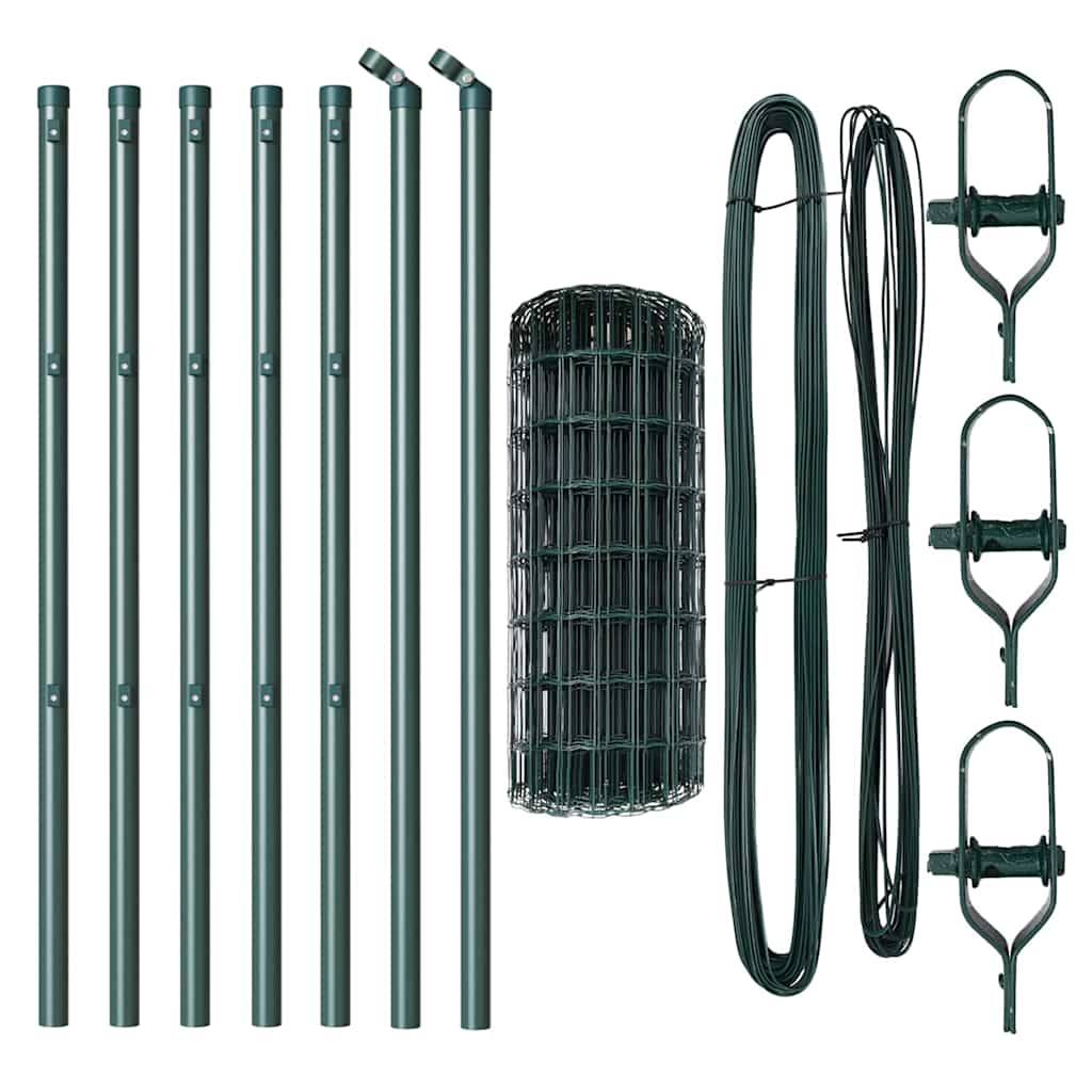 vidaXL Ευρωπαϊκή Περίφραξη με 7 Πόλους 0.8x10 μ Γαλβανισμένο Χάλυβα Πράσινο