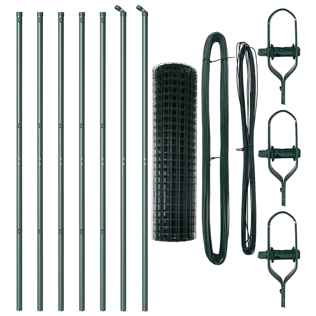 vidaXL Euro Fence με 7 Στήλες 1.4x10 μ Γαλβανισμένος Χάλυβας Πράσινος