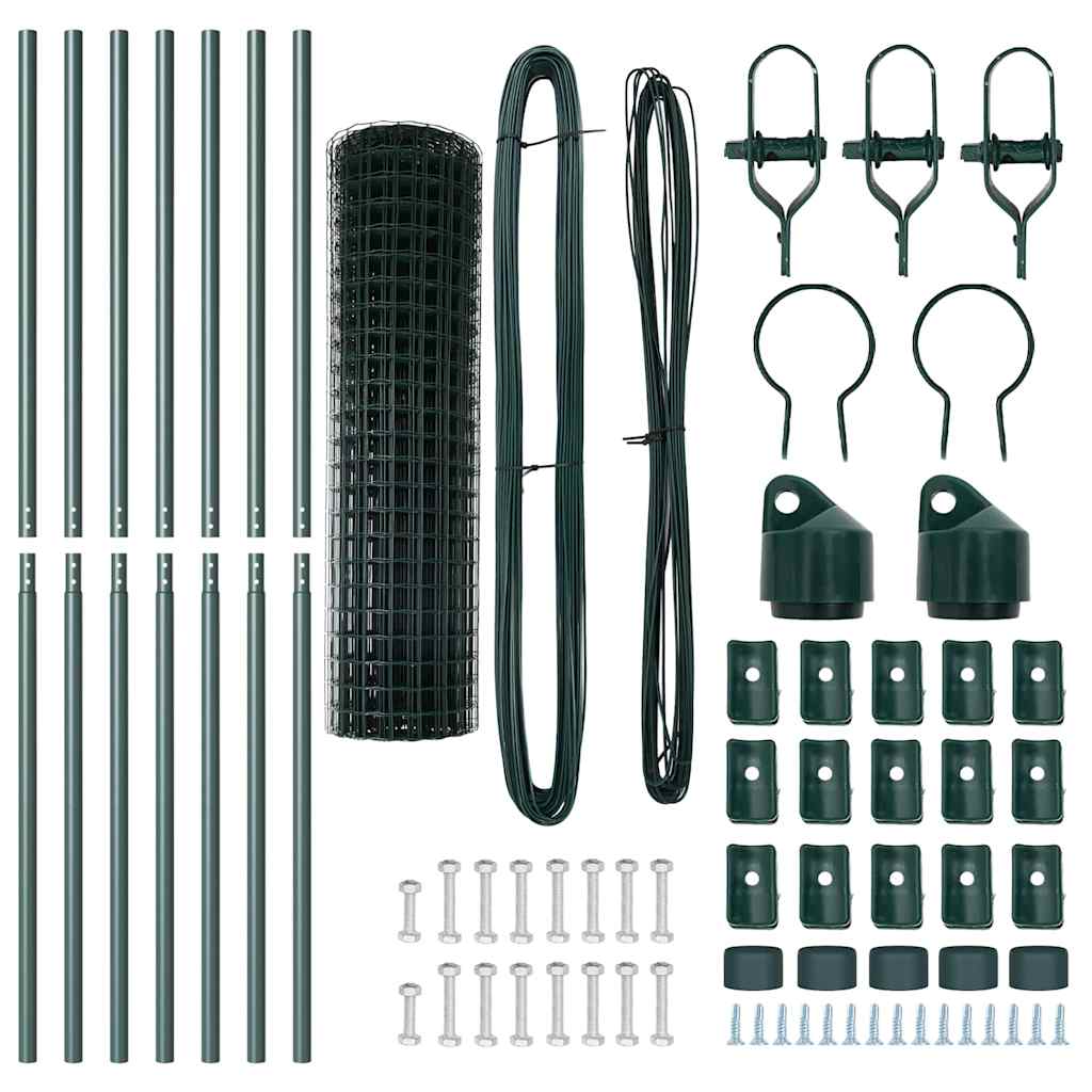 vidaXL Euro Fence με 7 Στήλες 1.4x10 μ Γαλβανισμένος Χάλυβας Πράσινος