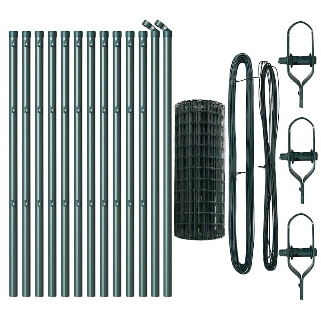 vidaXL Euro Fence με 13 Πόστα 0.8x25 μ Γαλβανισμένου Χάλυβα Πράσινο