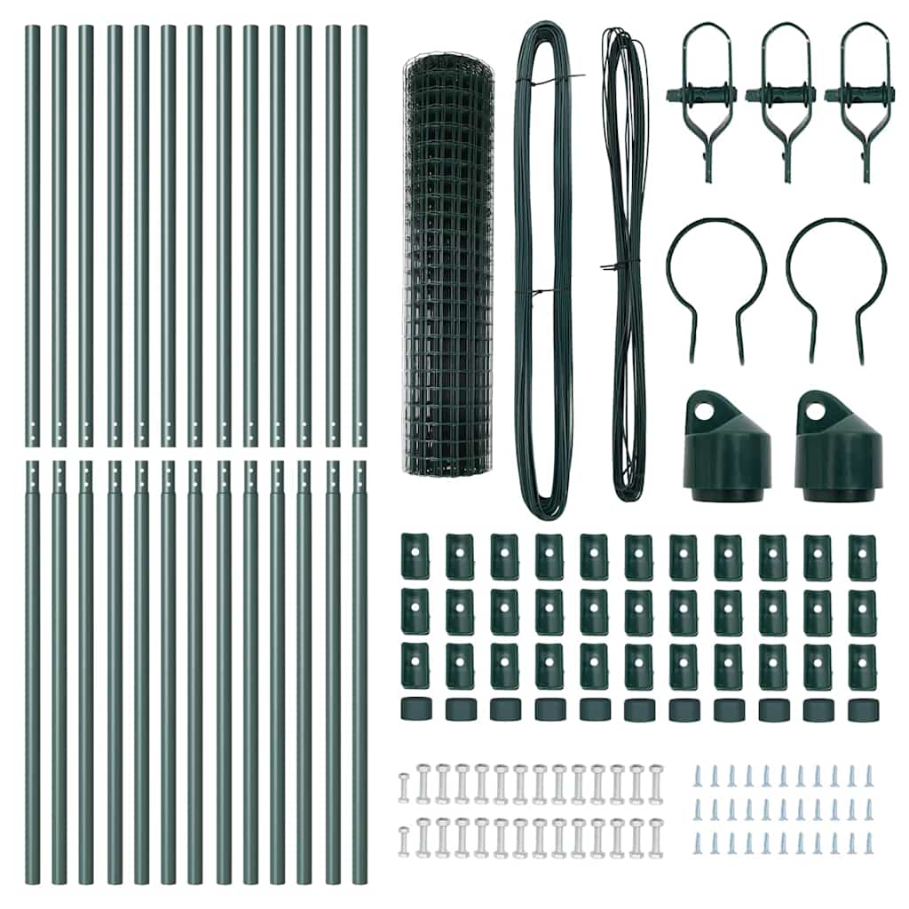 vidaXL Ευρωπαϊκή περίφραξη με 13 στήλες 1x25 μ Γαλβανισμένο Ατσάλι Πράσινο