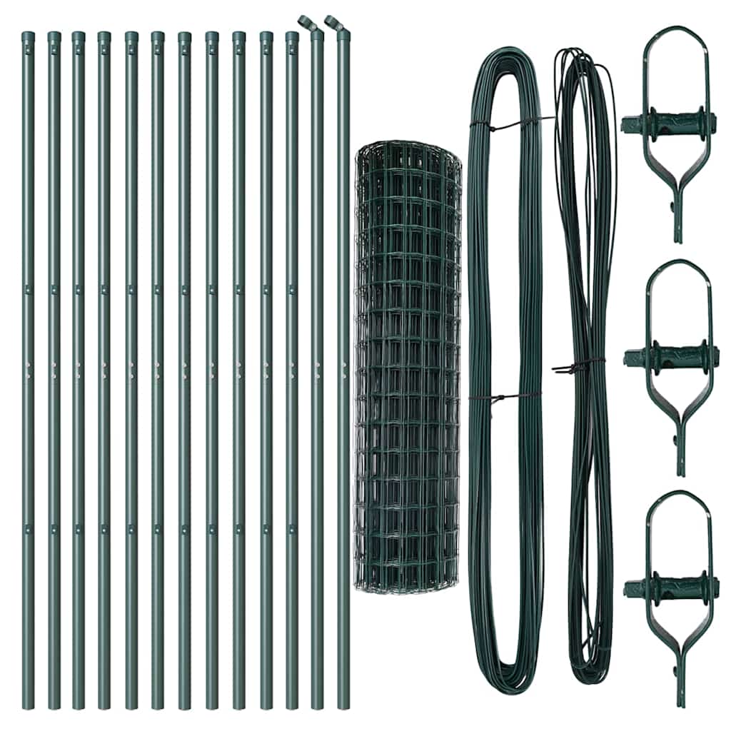 vidaXL Euro Fence με 13 Στυλοβάτες 1.2x25 μ Γαλβανισμένος Χάλυβας Πράσινος