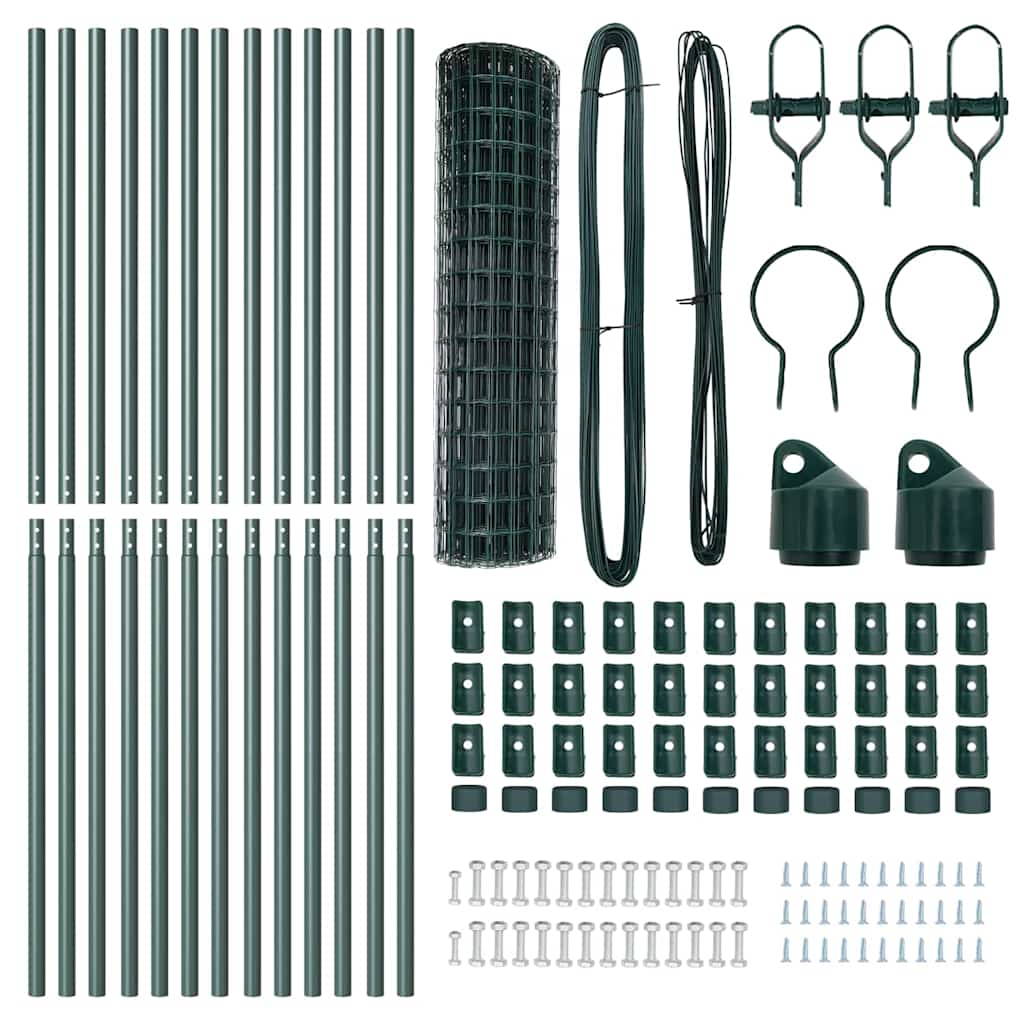 vidaXL Euro Fence με 13 Στυλοβάτες 1.2x25 μ Γαλβανισμένος Χάλυβας Πράσινος