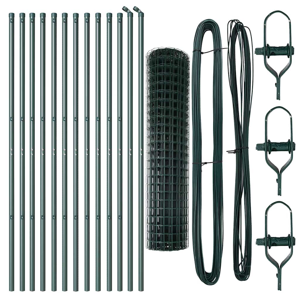 vidaXL Euro Fence με 13 Στήλες 1x25 μ Γαλβανισμένο Ατσάλι Πράσινο