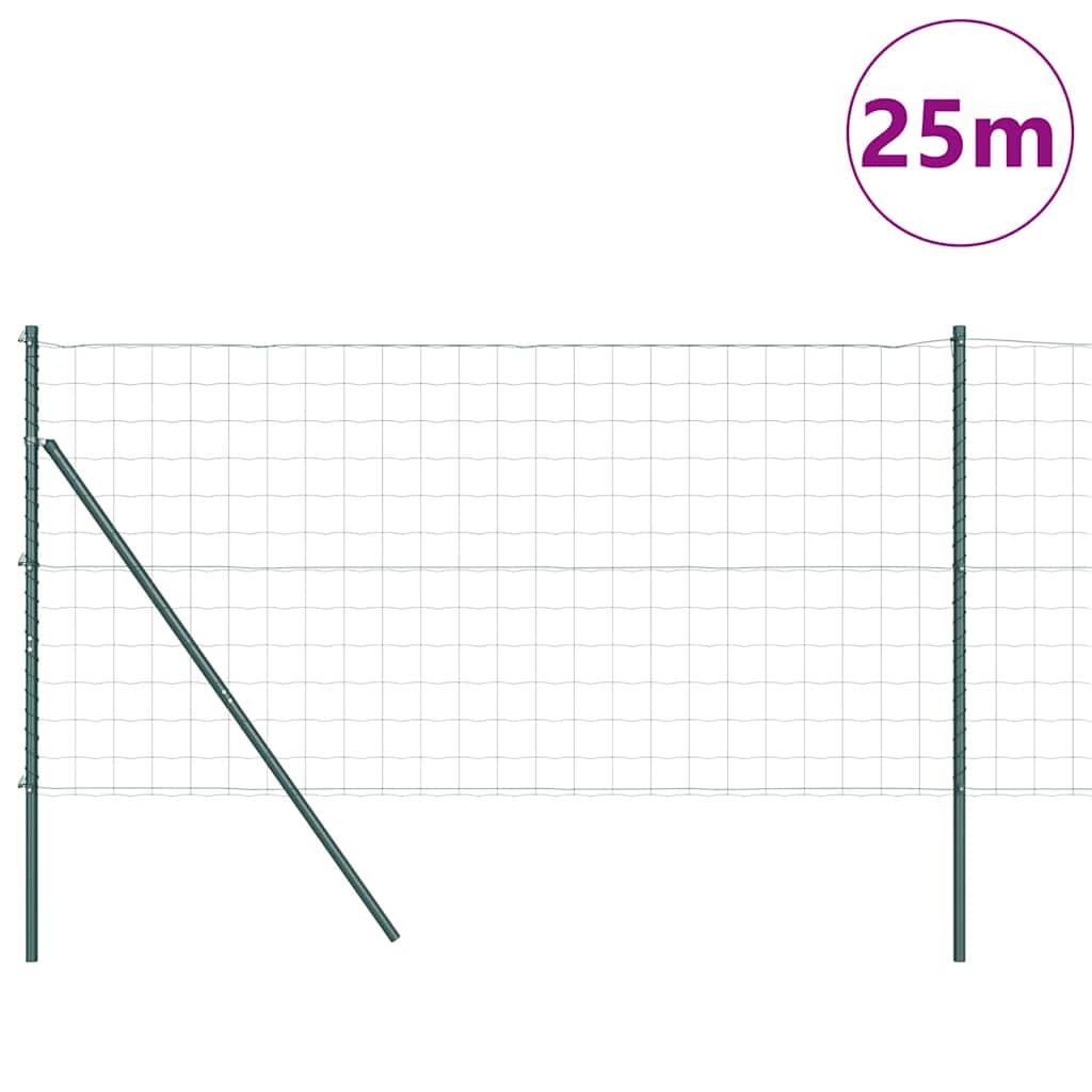 vidaXL Euro Fence με 13 Στήλες 1x25 μ Γαλβανισμένο Ατσάλι Πράσινο