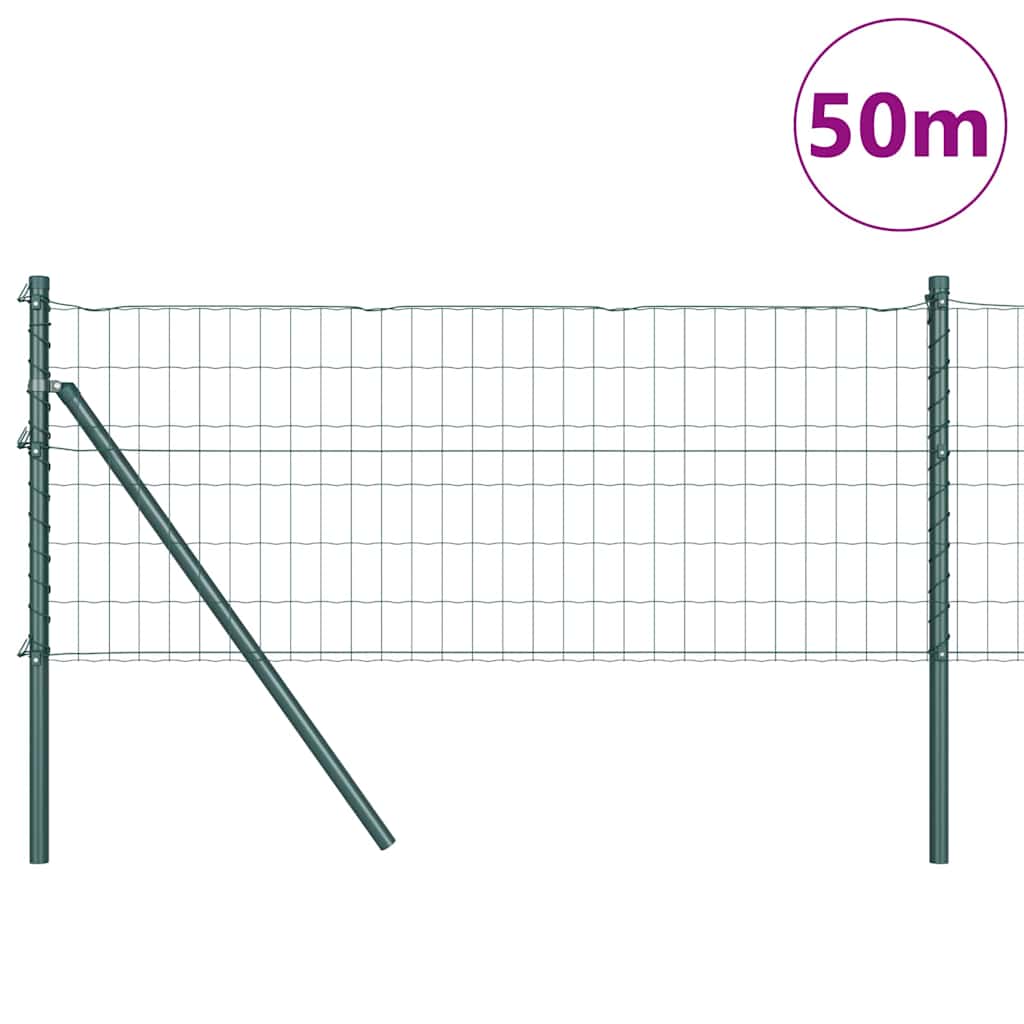 vidaXL Euro Fence με 13 Πόδια 0.6x50 μ Γαλβανισμένο μέταλλο Πράσινο