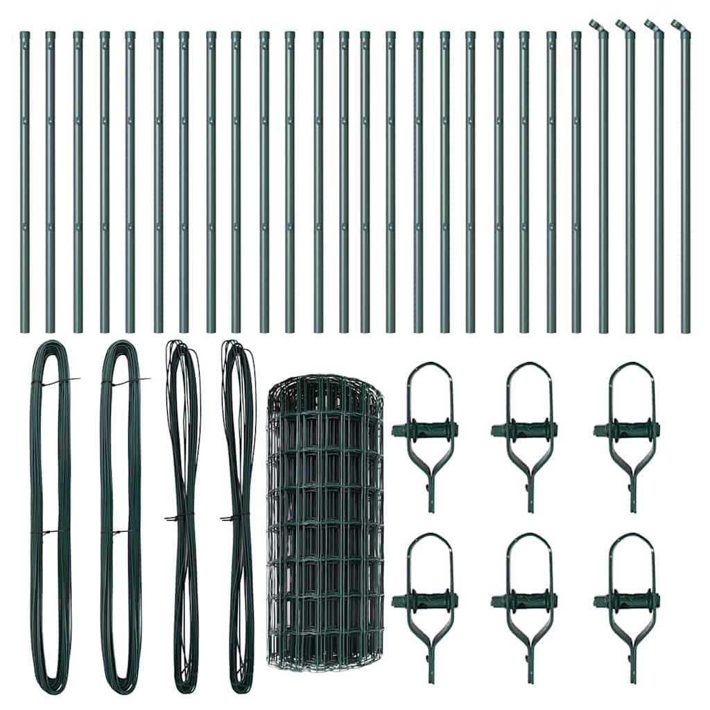 vidaXL Euro Fence με 13 Στυλίτσες 0.6x50 μ Γαλβανισμένος Χάλυβας Πράσινος