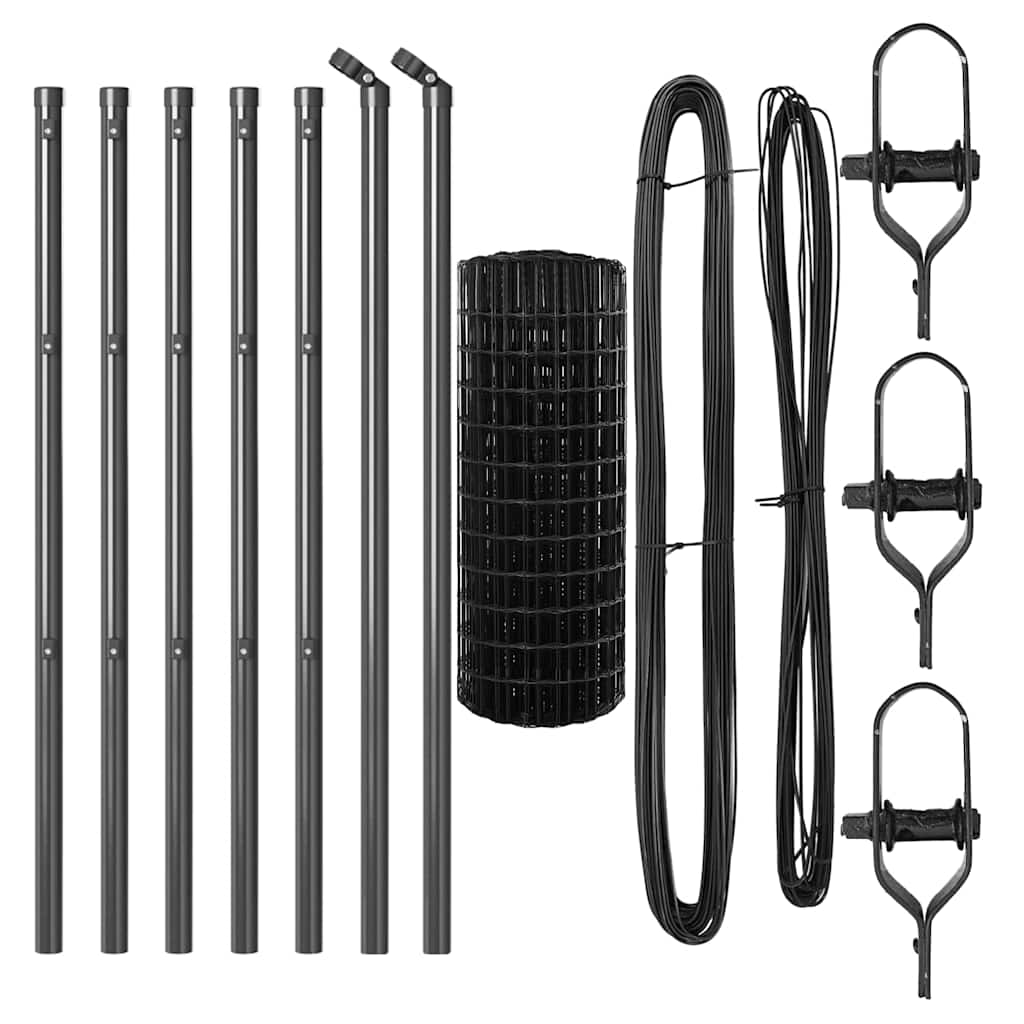 vidaXL Φράχτης με Στήλες. Γκρι 0.4 x 10 μ Ατσάλι