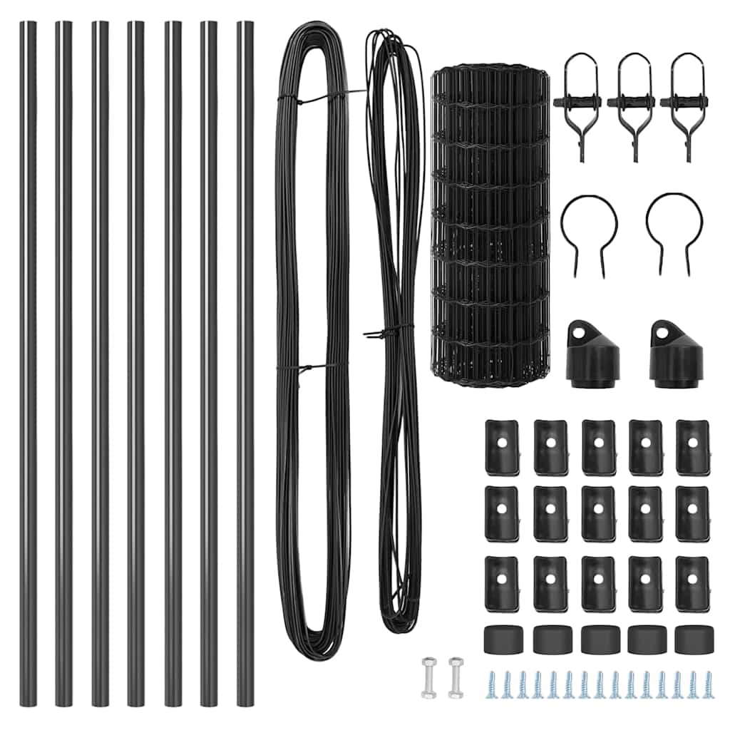 vidaXL Euro Fence με 7 στήλες 0.8x10 μ. Γαλβανισμένος χάλυβας Γκρι