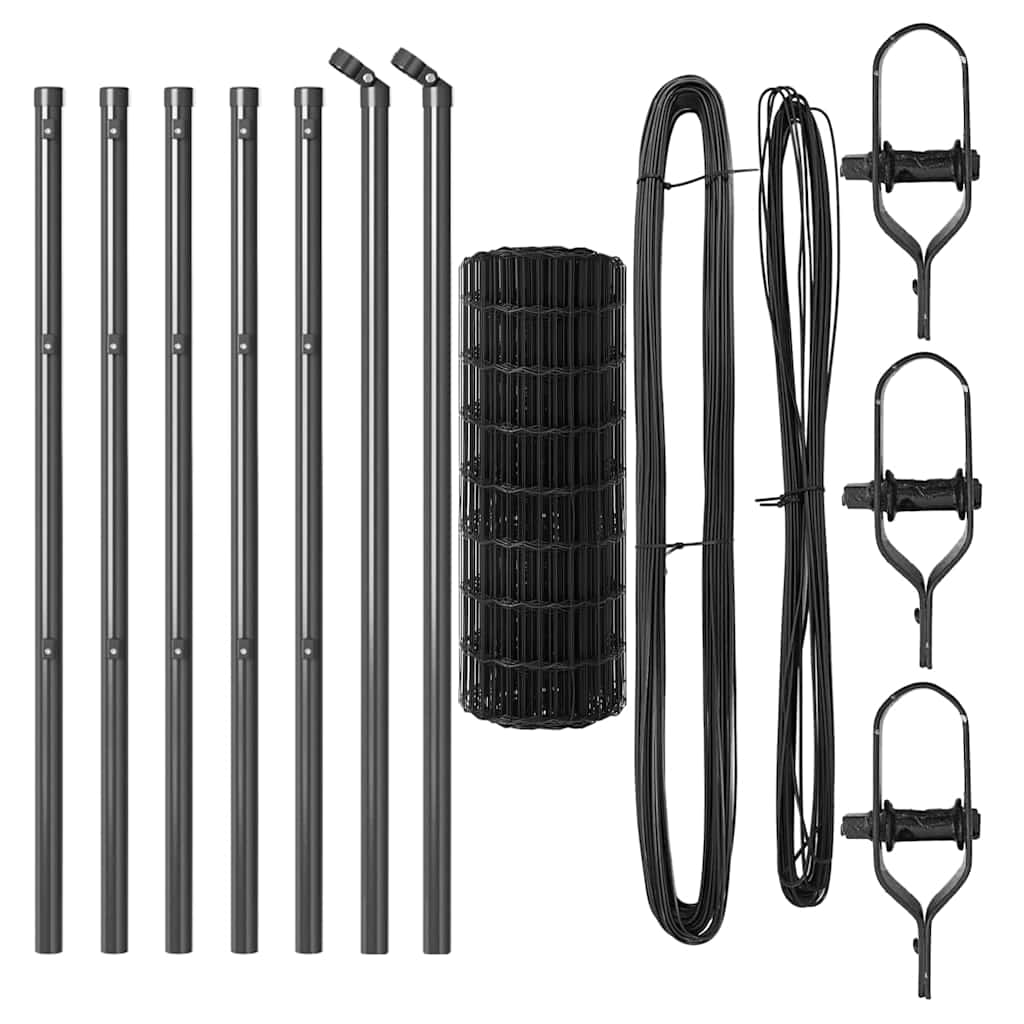 vidaXL Euro Fence με 7 Πόλους 0.6x10 μ Γαλβανισμένος Χάλυβας Γκρι