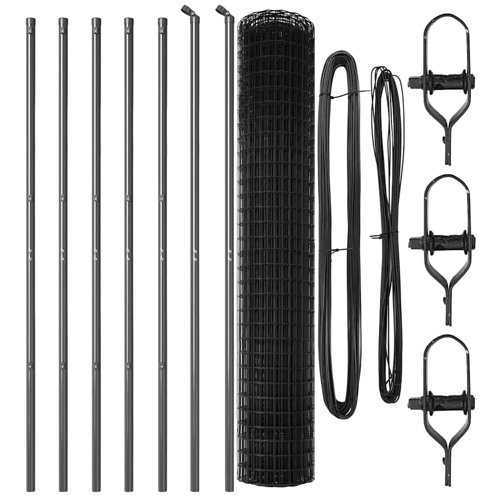 vidaXL Euro Fence με 7 Στύλους 1.5x10 μ Γαλβανισμένο Ατσάλι Γκρι