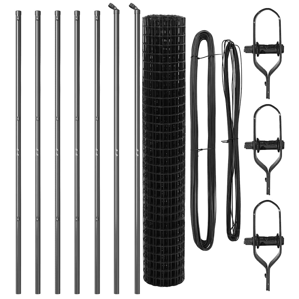 vidaXL Euro Fence με 7 Πόλους 1.6x10 μ Γαλβανισμένο Χάλυβα Γκρι